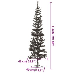 vidaXL Albero di Natale Sottile Nero 180 cm 