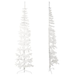 vidaXL Albero Natale Artificiale Sottile a Metà Supporto Bianco 210 cm