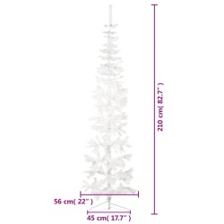 vidaXL Albero Natale Artificiale Sottile a Metà Supporto Bianco 210 cm