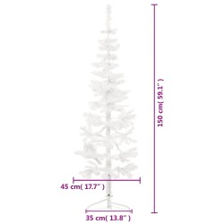 vidaXL Albero Natale Artificiale Sottile a Metà Supporto Bianco 150 cm