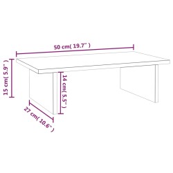 Supporto per Monitor Nero 50x27x15 cm in Legno Massello di Pino