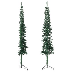 vidaXL Albero Natale Artificiale Sottile a Metà Supporto Verde 210 cm