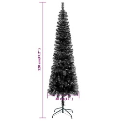 vidaXL Albero di Natale Sottile Nero 120 cm