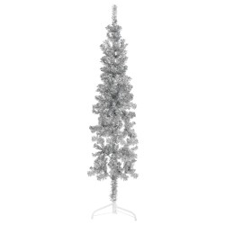 vidaXL Albero Natale Artificiale Sottile a Metà Supporto Argento 150cm