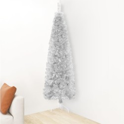 vidaXL Albero Natale Artificiale Sottile a Metà Supporto Argento 240cm