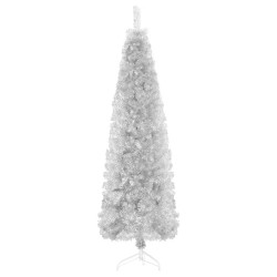 vidaXL Albero Natale Artificiale Sottile a Metà Supporto Argento 240cm