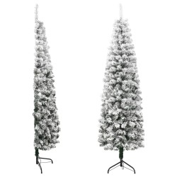 vidaXL Albero Natale Artificiale Sottile a Metà Neve Fioccata 240 cm