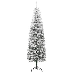 vidaXL Albero Natale Artificiale Sottile a Metà Neve Fioccata 240 cm