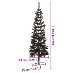 vidaXL Albero di Natale Sottile Nero 150 cm