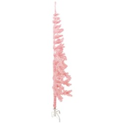 vidaXL Albero Natale Artificiale Sottile a Metà e Supporto Rosa 150 cm