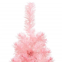 vidaXL Albero Natale Artificiale Sottile a Metà e Supporto Rosa 150 cm