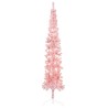 vidaXL Albero Natale Artificiale Sottile a Metà e Supporto Rosa 210 cm