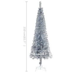 vidaXL Albero di Natale Sottile Argento 210 cm 