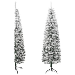 vidaXL Albero Natale Artificiale Sottile a Metà Neve Fioccata 120 cm