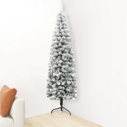 vidaXL Albero Natale Artificiale Sottile a Metà Neve Fioccata 120 cm