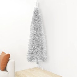 vidaXL Albero Natale Artificiale Sottile a Metà Supporto Argento 180cm