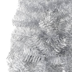 vidaXL Albero Natale Artificiale Sottile a Metà Supporto Argento 180cm