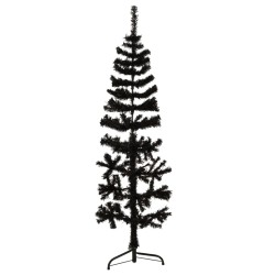 vidaXL Albero Natale Artificiale Sottile a Metà e Supporto Nero 150 cm