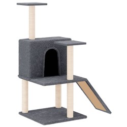   Albero per Gatti con Tiragraffi in Sisal Grigio Scuro 109 cm