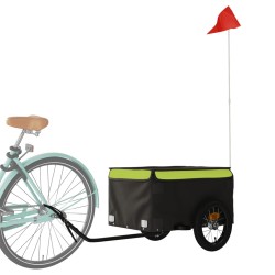 vidaXL Rimorchio da Bici da Carico Nero e Verde 30 kg in Ferro