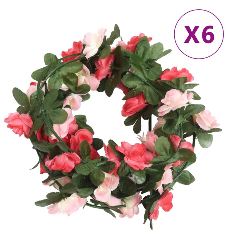 vidaXL Ghirlande Fiori Artificiali 6 pz Rosa Primaverile 250cm