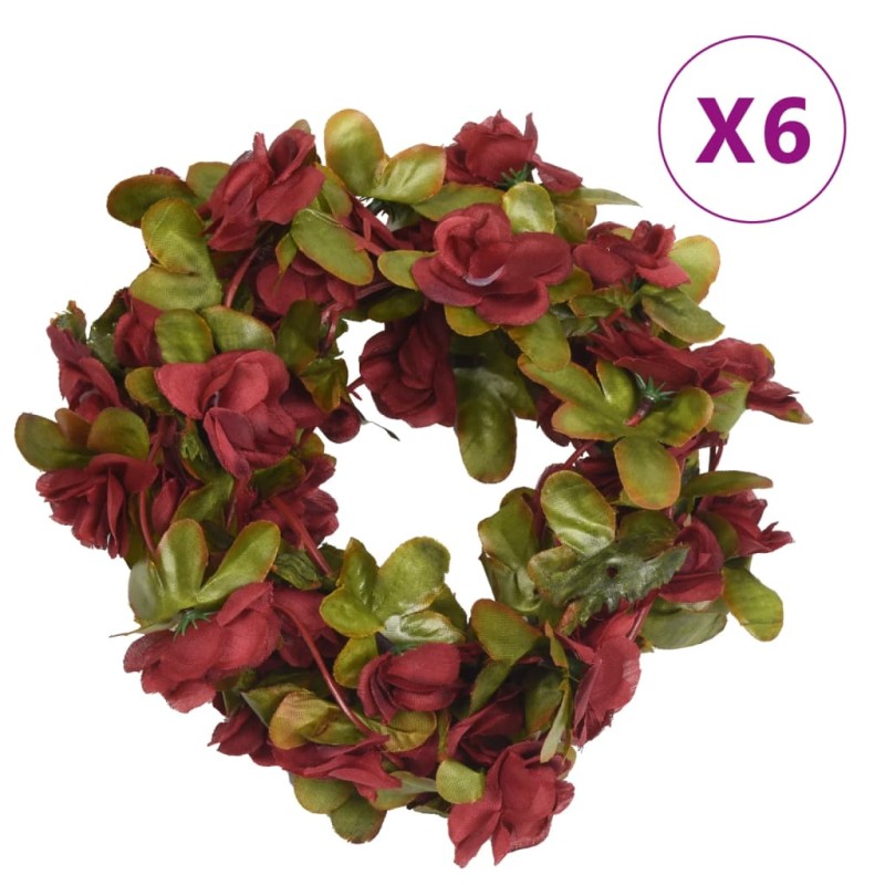 vidaXL Ghirlande Fiori Artificiali 6 pz Rosso Vino 250cm