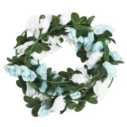 vidaXL Ghirlande Fiori Artificiali 6 pz Blu e Bianco 240cm