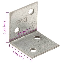 vidaXL Staffe Angolari 150 pz 2 mm 30x25x30 mm Acciaio Zincato