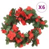 Ghirlande Fiori Artificiali 6 pz Rosso Primaverile 250cm