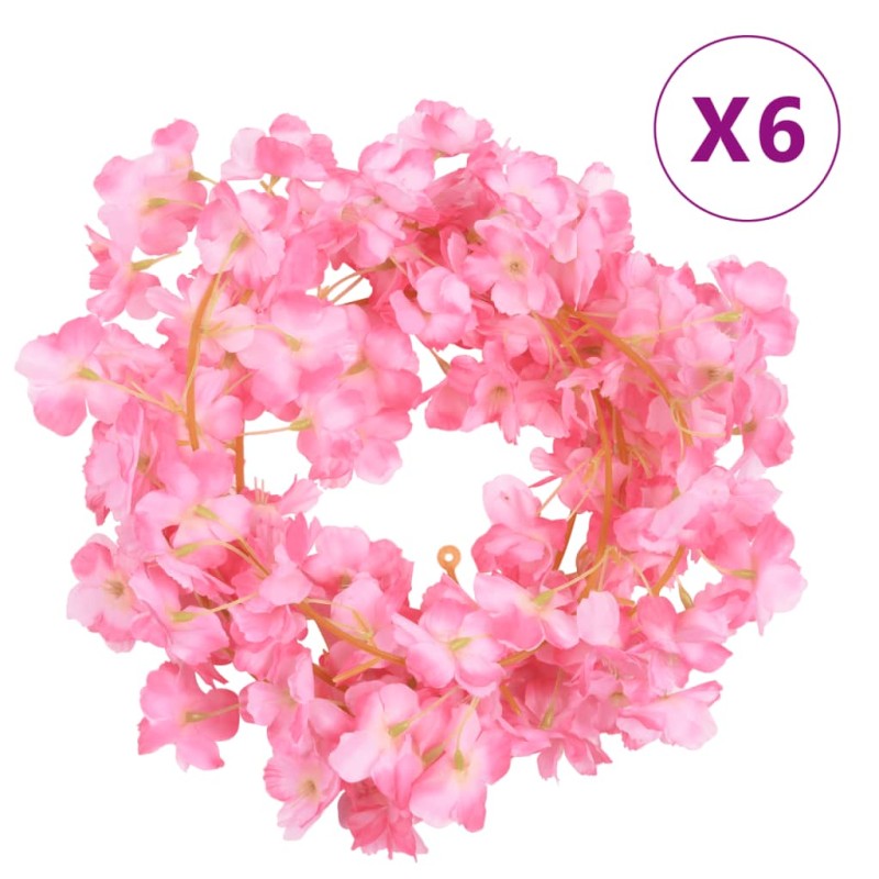 Ghirlande Fiori Artificiali 6 pz Rosa Scuro 180cm