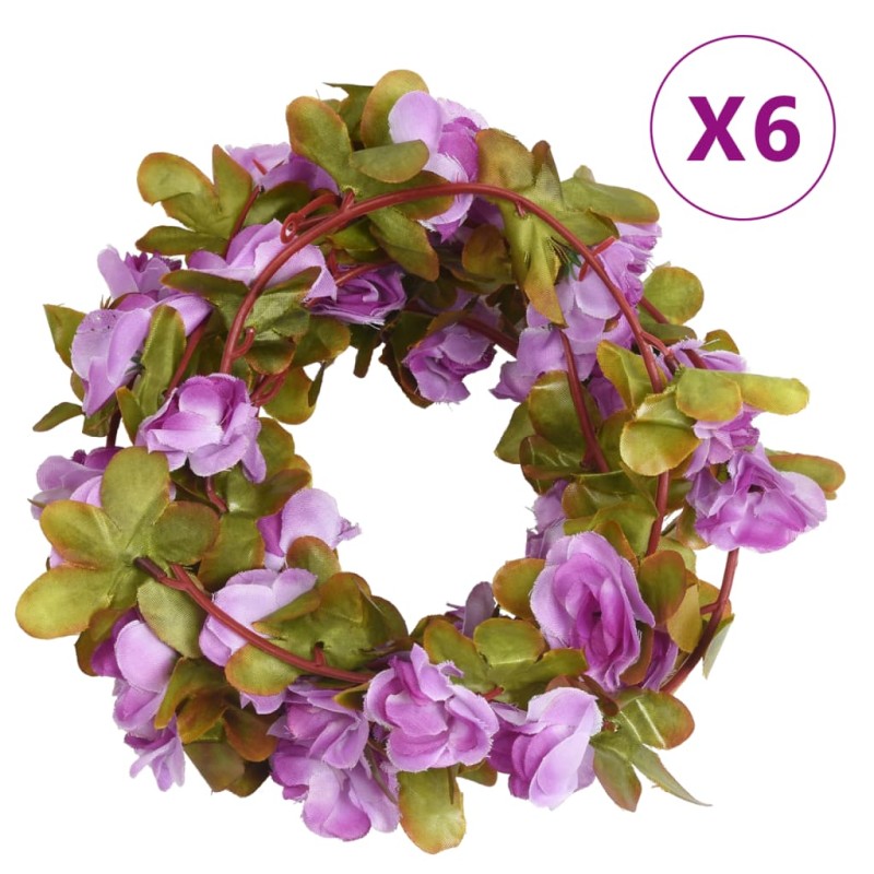 Ghirlande Fiori Artificiali 6 pz Viola Chiaro 250cm