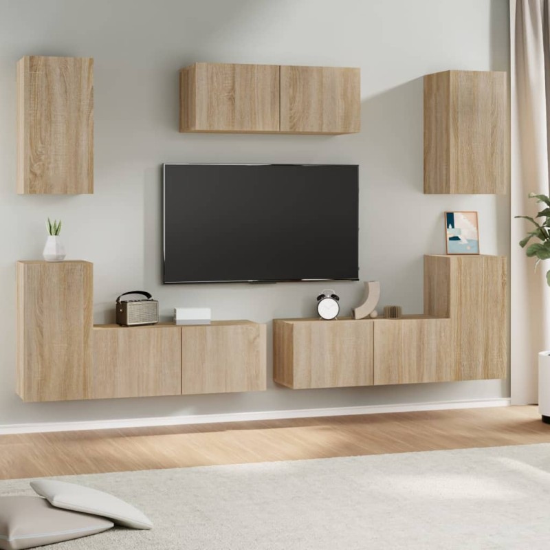   Set di Mobili Porta TV 7 pz Rovere Sonoma in Legno ingegnerizzato