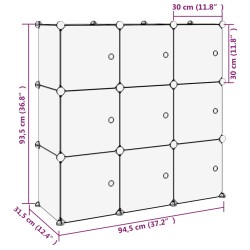   Organizzatore Portaoggetti con 9 Cubi e Ante Trasparenti in PP