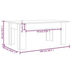 Tavolino da Salotto Rovere Fumo 100x60x42 cm Legno ingegnerizzato