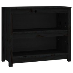   Libreria Nera 80x35x68 cm in Legno Massello di Pino