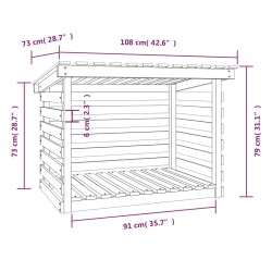   Portalegna Nero 108x73x79 cm in Legno Massello di Pino