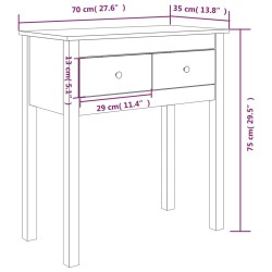 Tavolo Consolle Grigio 70x35x75 cm in Legno Massello di Pino