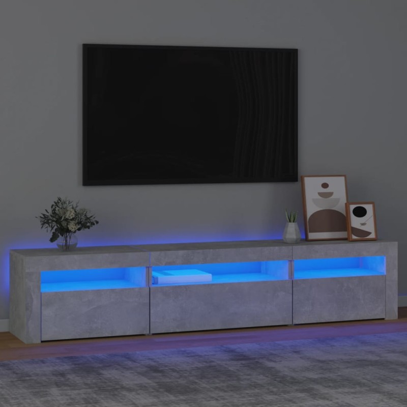   Mobile Porta TV con Luci LED Grigio Cemento 195x35x40 cm