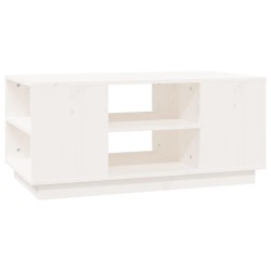   Tavolino da Salotto Bianco 90x49x40,5 cm Legno Massello di Pino