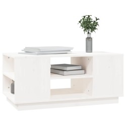   Tavolino da Salotto Bianco 90x49x40,5 cm Legno Massello di Pino