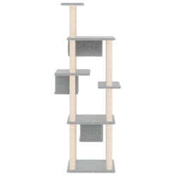   Albero per Gatti con Tiragraffi in Sisal Grigio Chiaro 169 cm