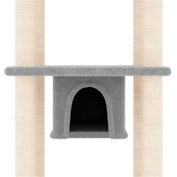   Albero per Gatti con Tiragraffi in Sisal Grigio Chiaro 169 cm