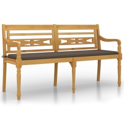   Panchina Batavia con Cuscino Tortora 150 cm Legno Massello Teak