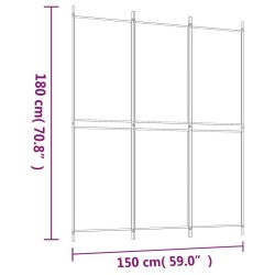 Divisorio a 3 Pannelli bianco 150x180 cm in Tessuto