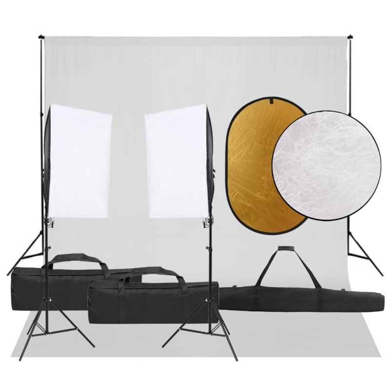   Kit per Studio Fotografico con Set Luci, Fondale e Riflettore