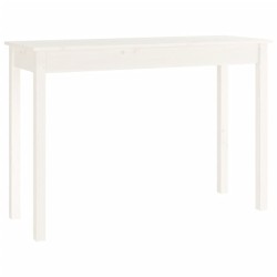   Tavolo Consolle Bianco 110x40x75 cm in Legno Massello di Pino