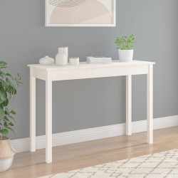   Tavolo Consolle Bianco 110x40x75 cm in Legno Massello di Pino