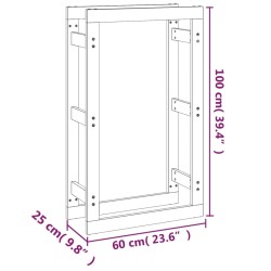   Portalegna Nero 60x25x100 cm in Legno Massello di Pino