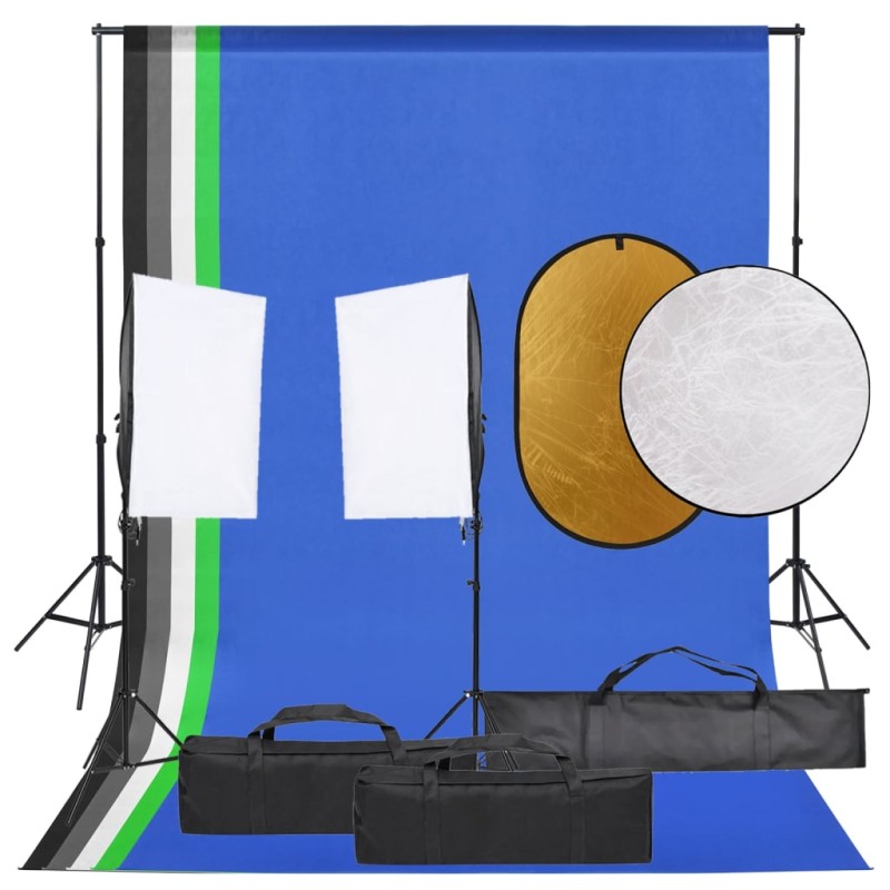   Kit per Studio Fotografico con Set Luci, Fondale e Riflettore