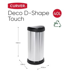 Curver Pattumiera a Pedale Deco Ovale 40 L Argento